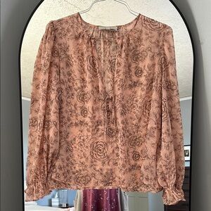 LOFT Peach Floral Blouse